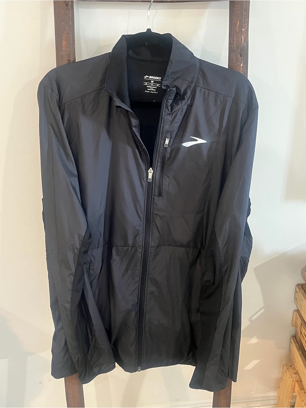 Brooks Black Lightweight Windbreaker Jacket
